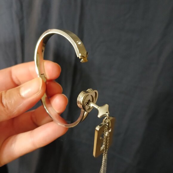 Jewelry - Forever Love Lock & Key Couple's Set- Silver Tone Bangle Bracelet & Key Necklace